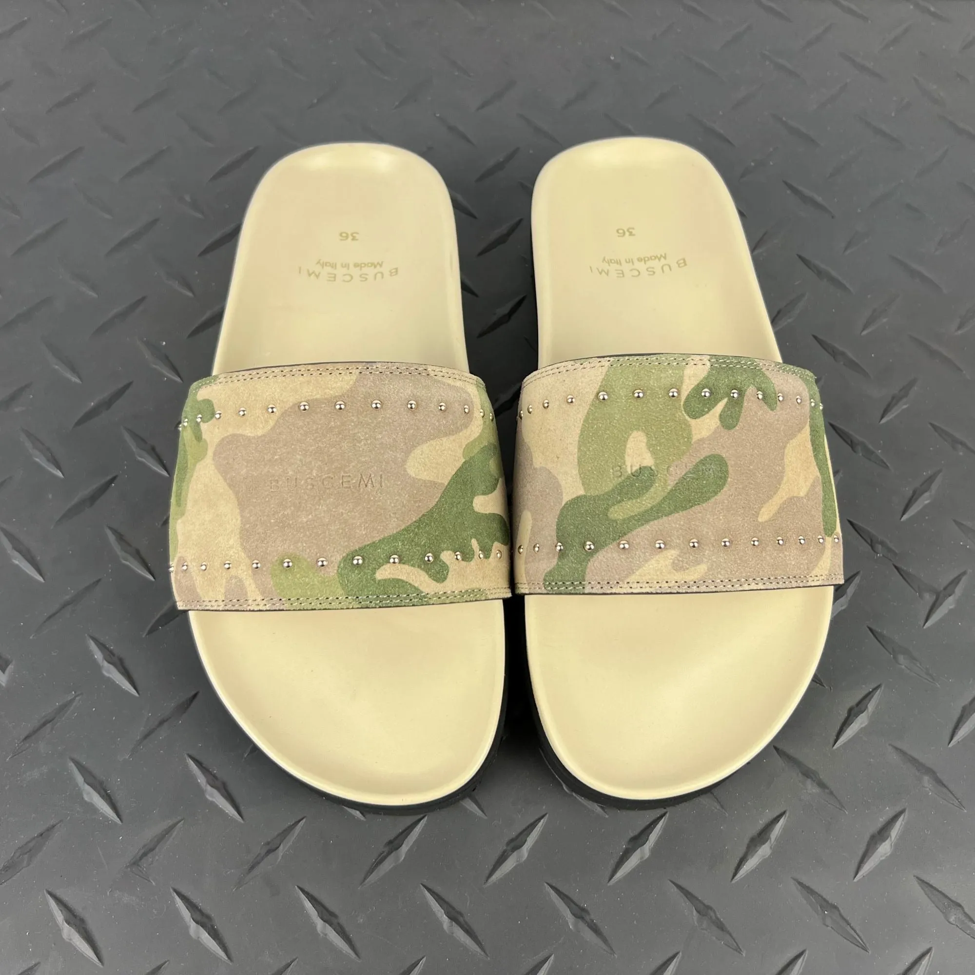Buscemi Women's Slide Camou Suede Sandals