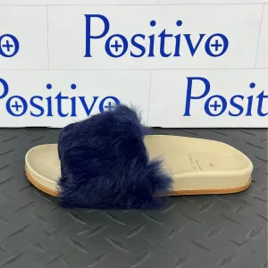 Buscemi Women's Slide Fur Clot Purple Leather Slippers