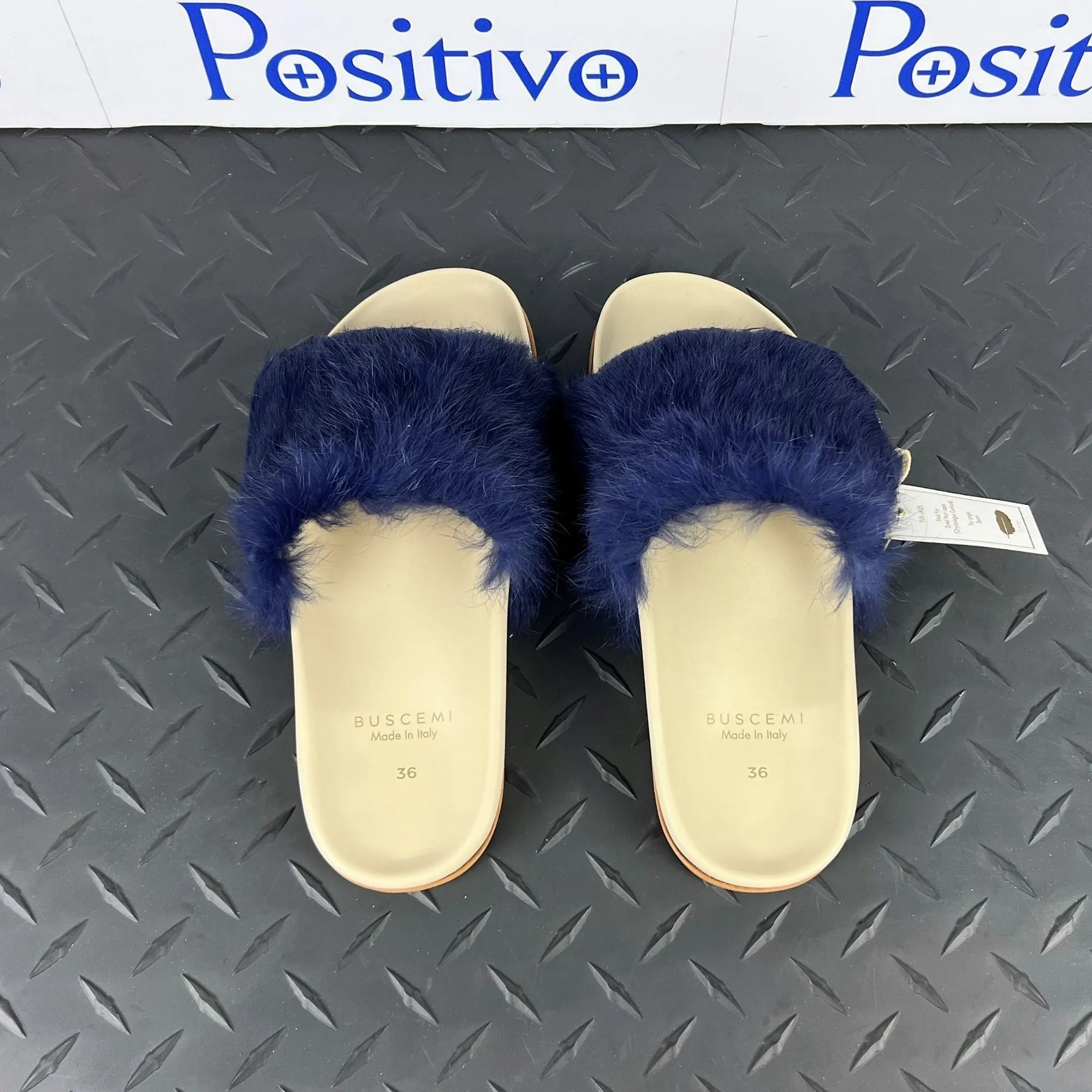 Buscemi Women's Slide Fur Clot Purple Leather Slippers