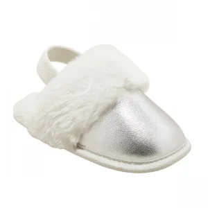 Cat & Jack Toddler Girls Lila Metallic Scuff Slippers Silver Gray M (7T-8T)
