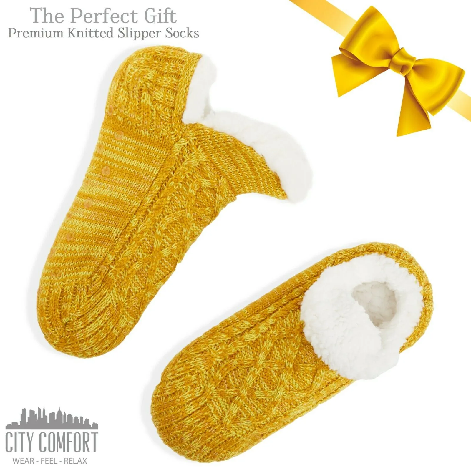 CityComfort Women Slipper Socks, Fluffy And Warm Fleece Lined Anti Slip Socks