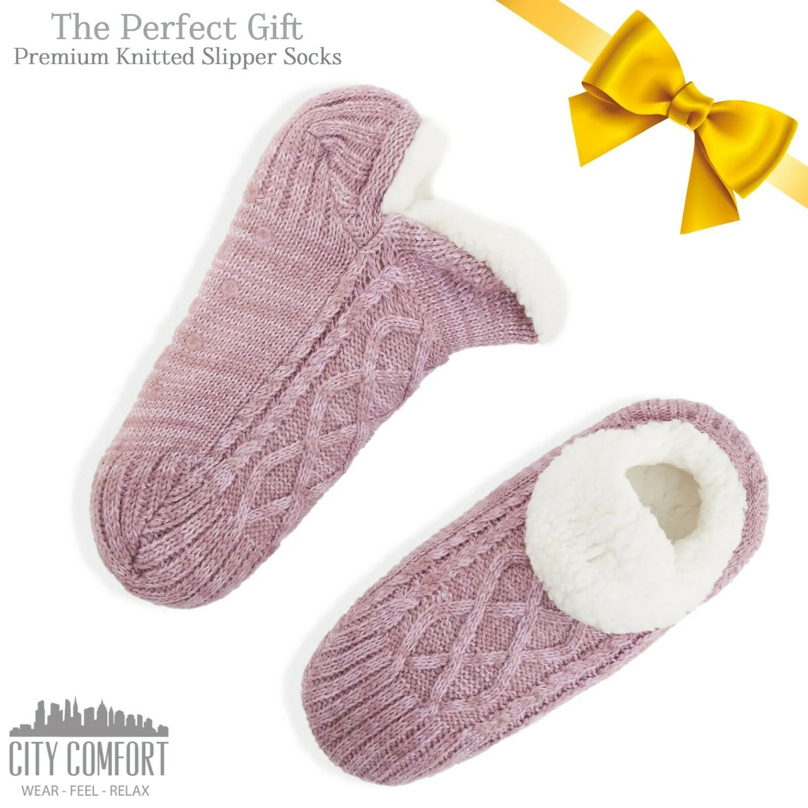 CityComfort Women Slipper Socks, Fluffy And Warm Fleece Lined Anti Slip Socks