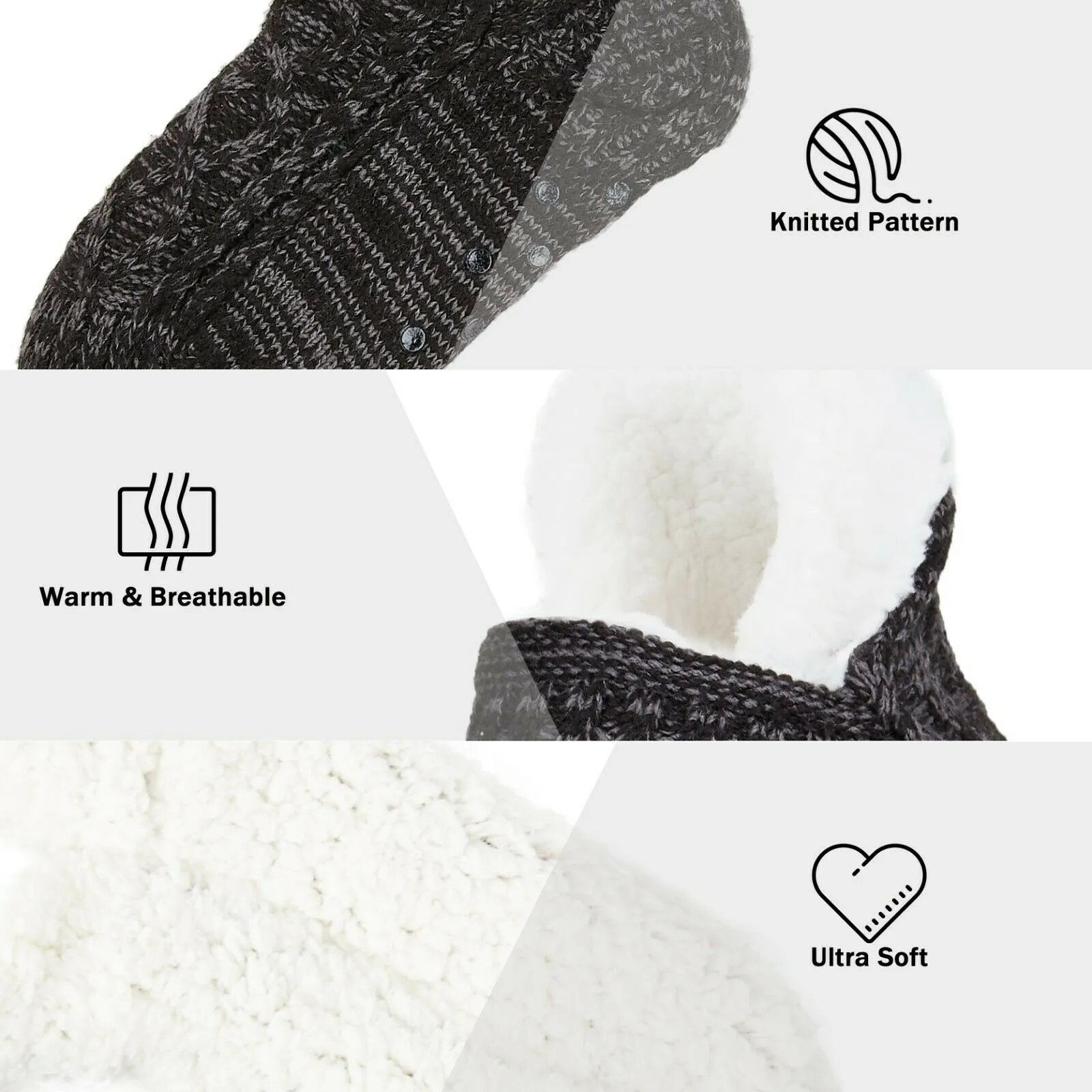 CityComfort Women Slipper Socks, Fluffy And Warm Fleece Lined Anti Slip Socks