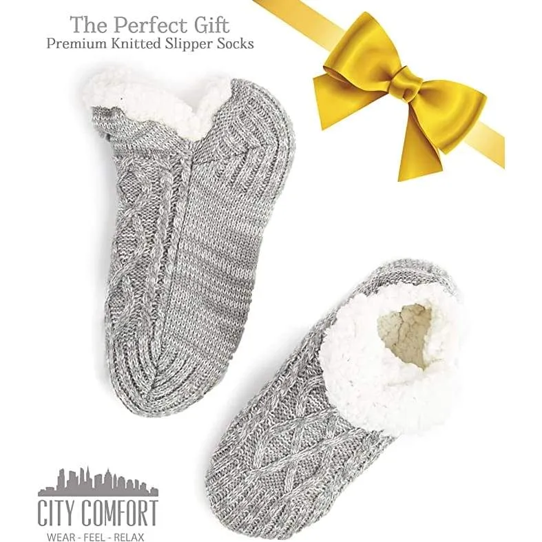 CityComfort Women Slipper Socks, Fluffy And Warm Fleece Lined Anti Slip Socks