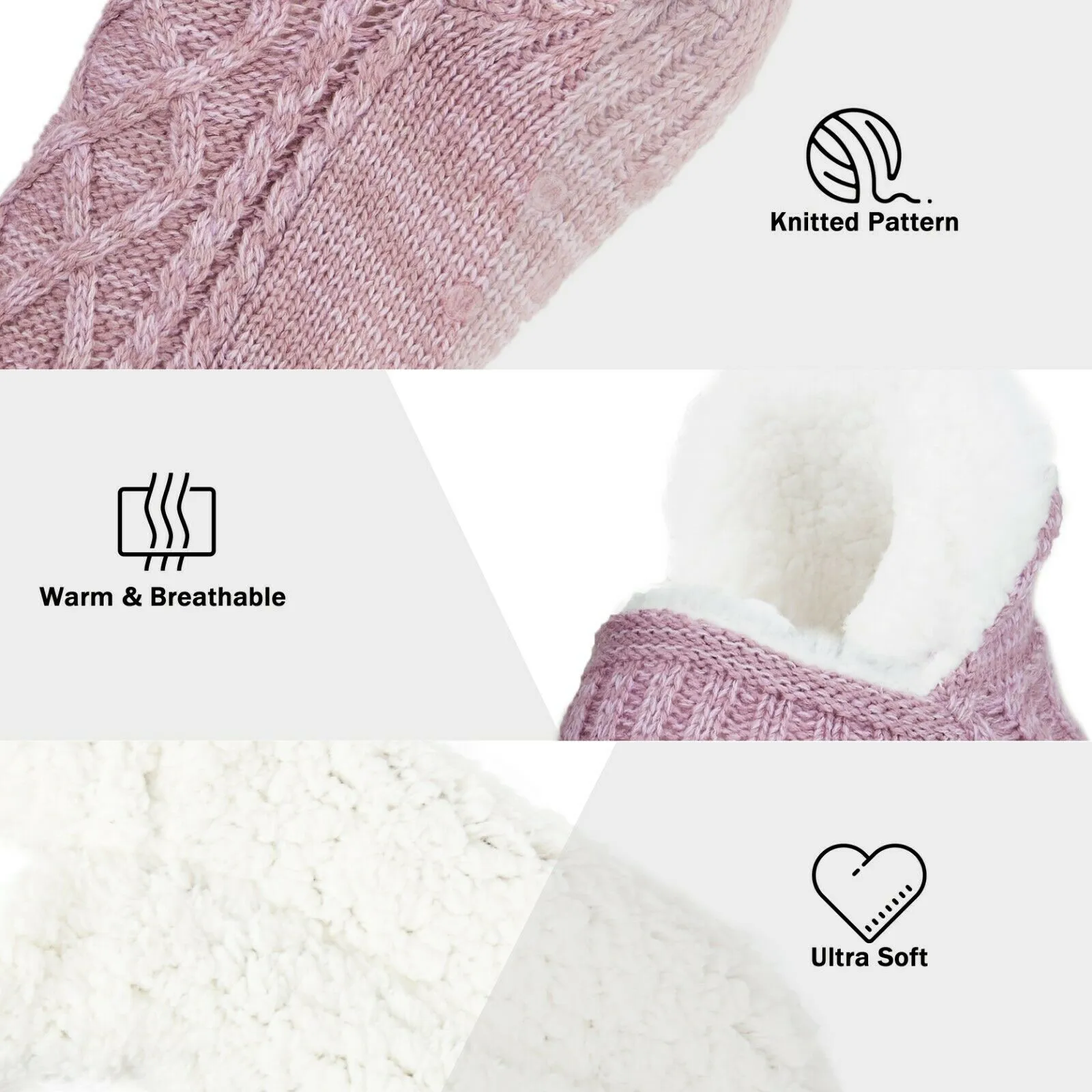 CityComfort Women Slipper Socks, Fluffy And Warm Fleece Lined Anti Slip Socks