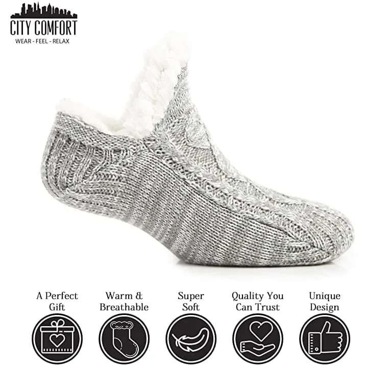 CityComfort Women Slipper Socks, Fluffy And Warm Fleece Lined Anti Slip Socks