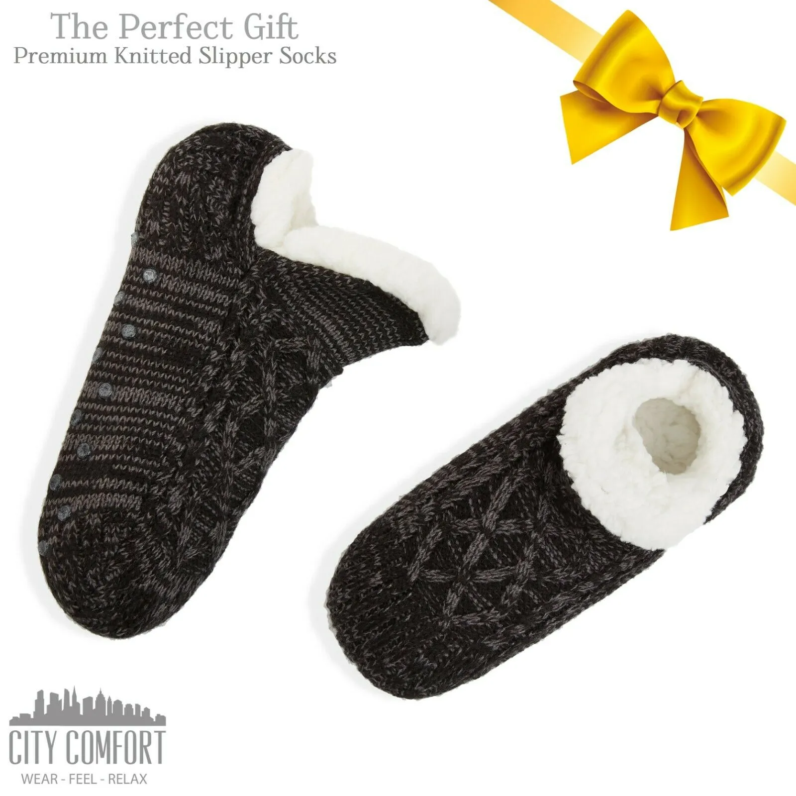 CityComfort Women Slipper Socks, Fluffy And Warm Fleece Lined Anti Slip Socks