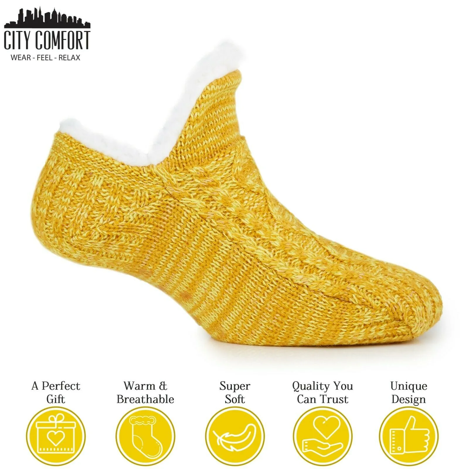 CityComfort Women Slipper Socks, Fluffy And Warm Fleece Lined Anti Slip Socks