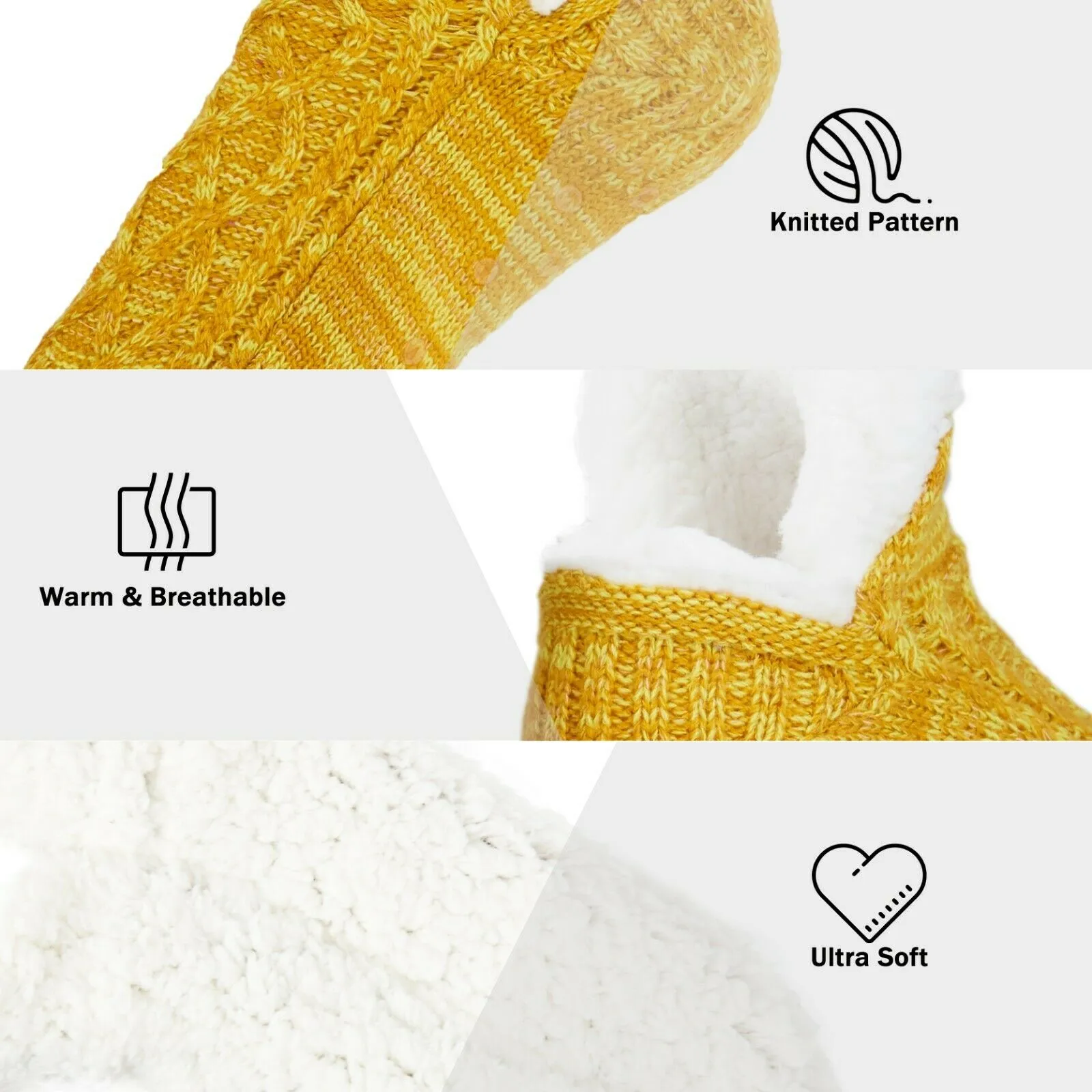 CityComfort Women Slipper Socks, Fluffy And Warm Fleece Lined Anti Slip Socks