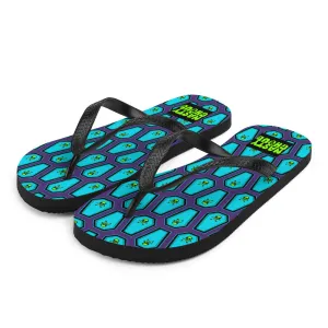 Coffin and Skull Flip-Flops All Over Print / Purple & Teal