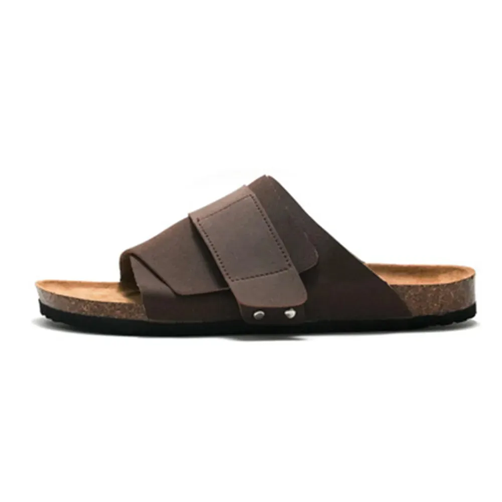 Comfortable Men's Cork Slides: Stylish Summer Slippers for Men - Blue Brown