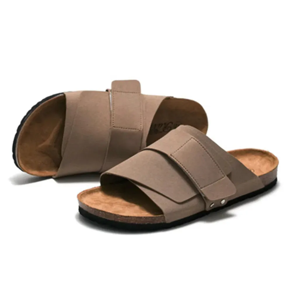 Comfortable Men's Cork Slides: Stylish Summer Slippers for Men - Blue Brown