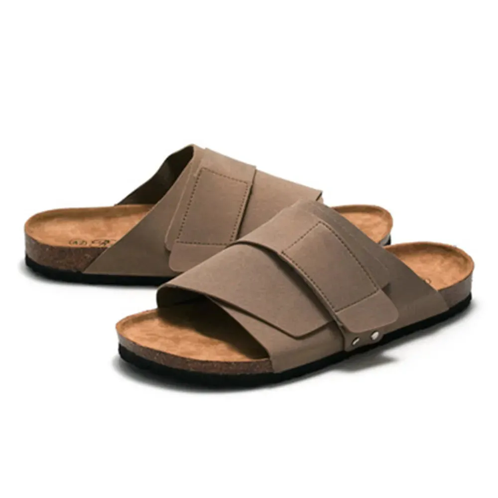 Comfortable Men's Cork Slides: Stylish Summer Slippers for Men - Blue Brown