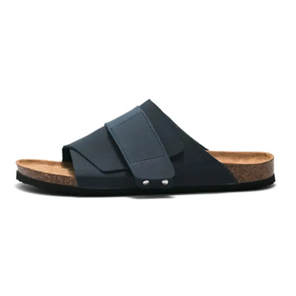 Comfortable Men's Cork Slides: Stylish Summer Slippers for Men - Blue Brown