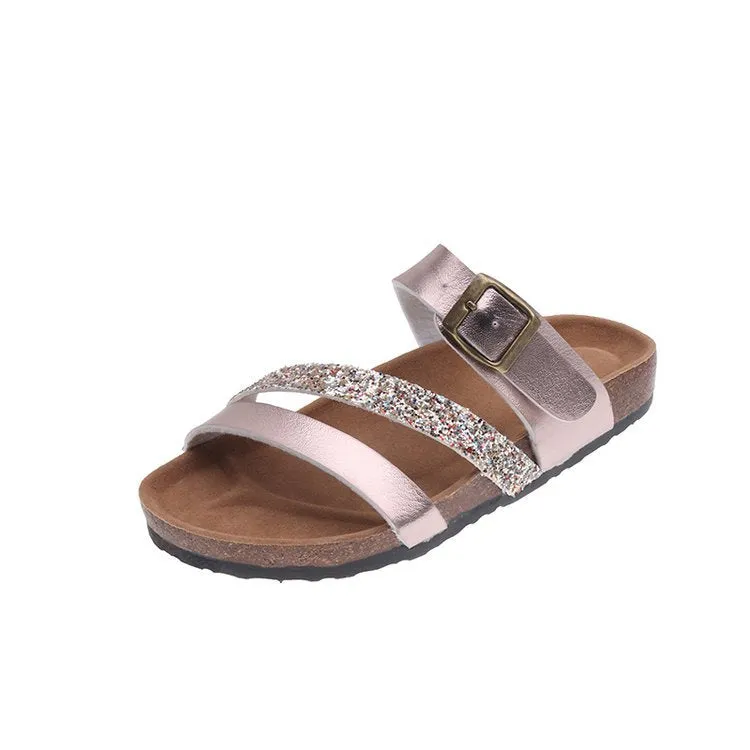 Cork Slippers Beach Shoes Flat Low Heel Women