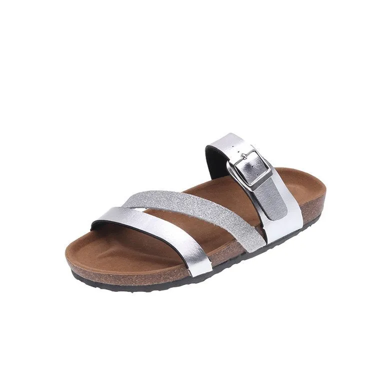 Cork Slippers Beach Shoes Flat Low Heel Women