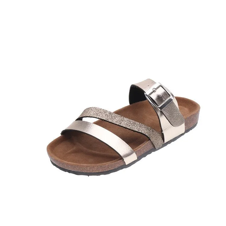 Cork Slippers Beach Shoes Flat Low Heel Women