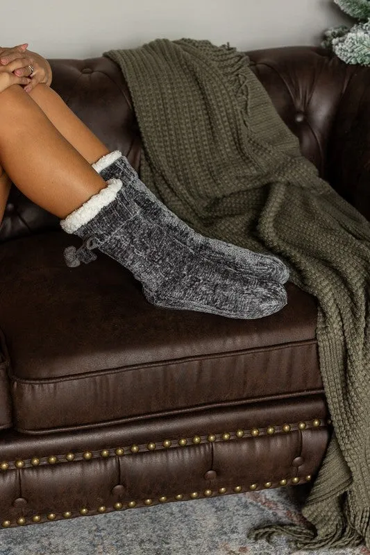 Cozy Fleece lined Pom Socks