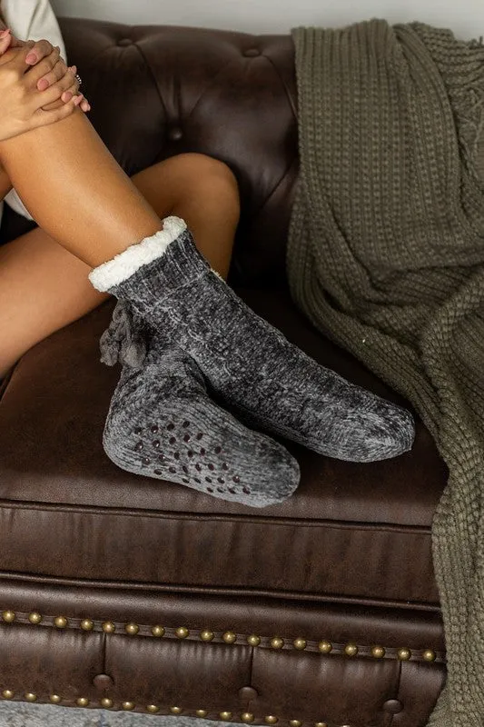 Cozy Fleece lined Pom Socks