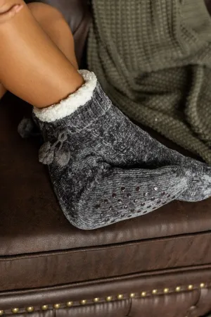 Cozy Fleece lined Pom Socks