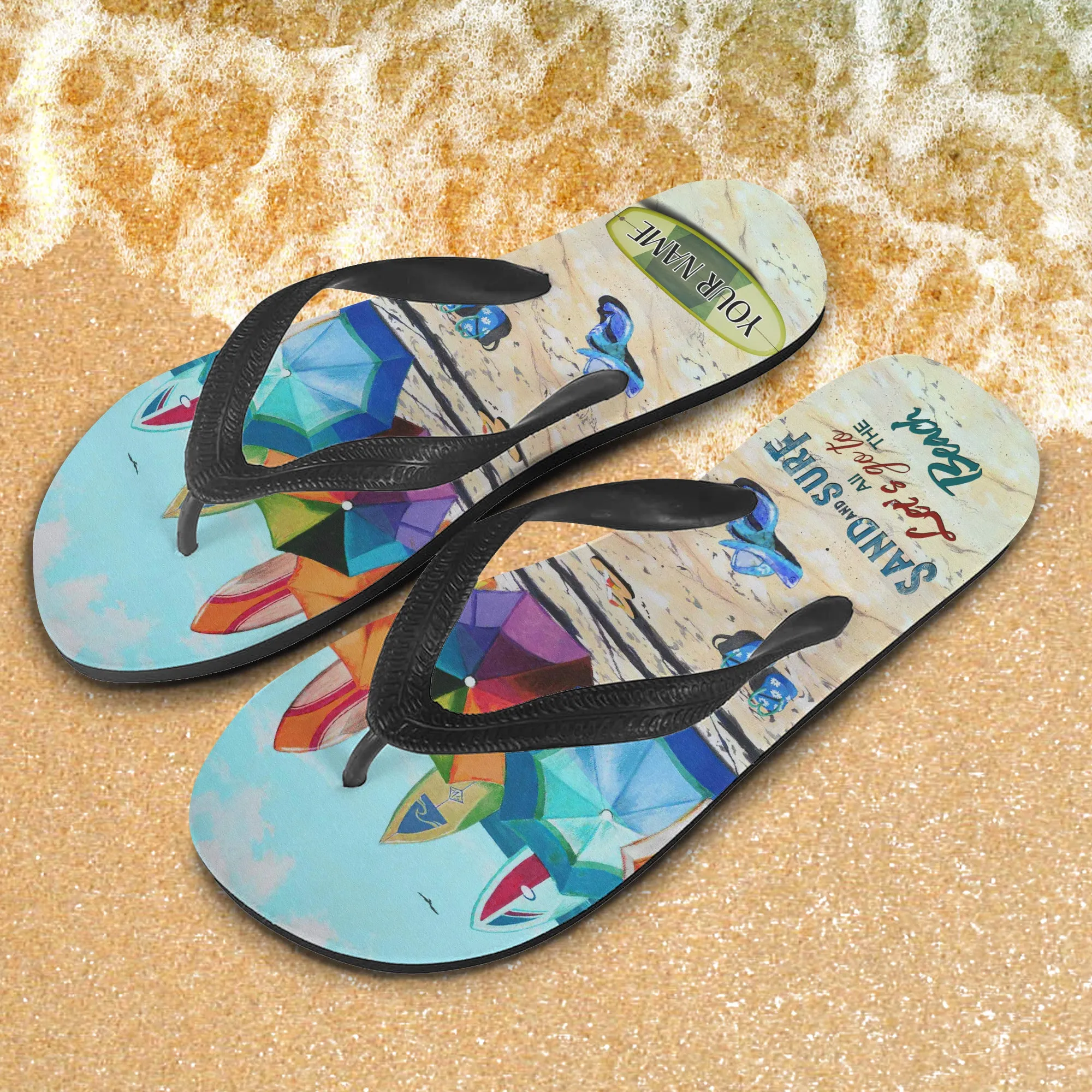 Custom Flip Flops - Beach Surf And Sand - Nsd99