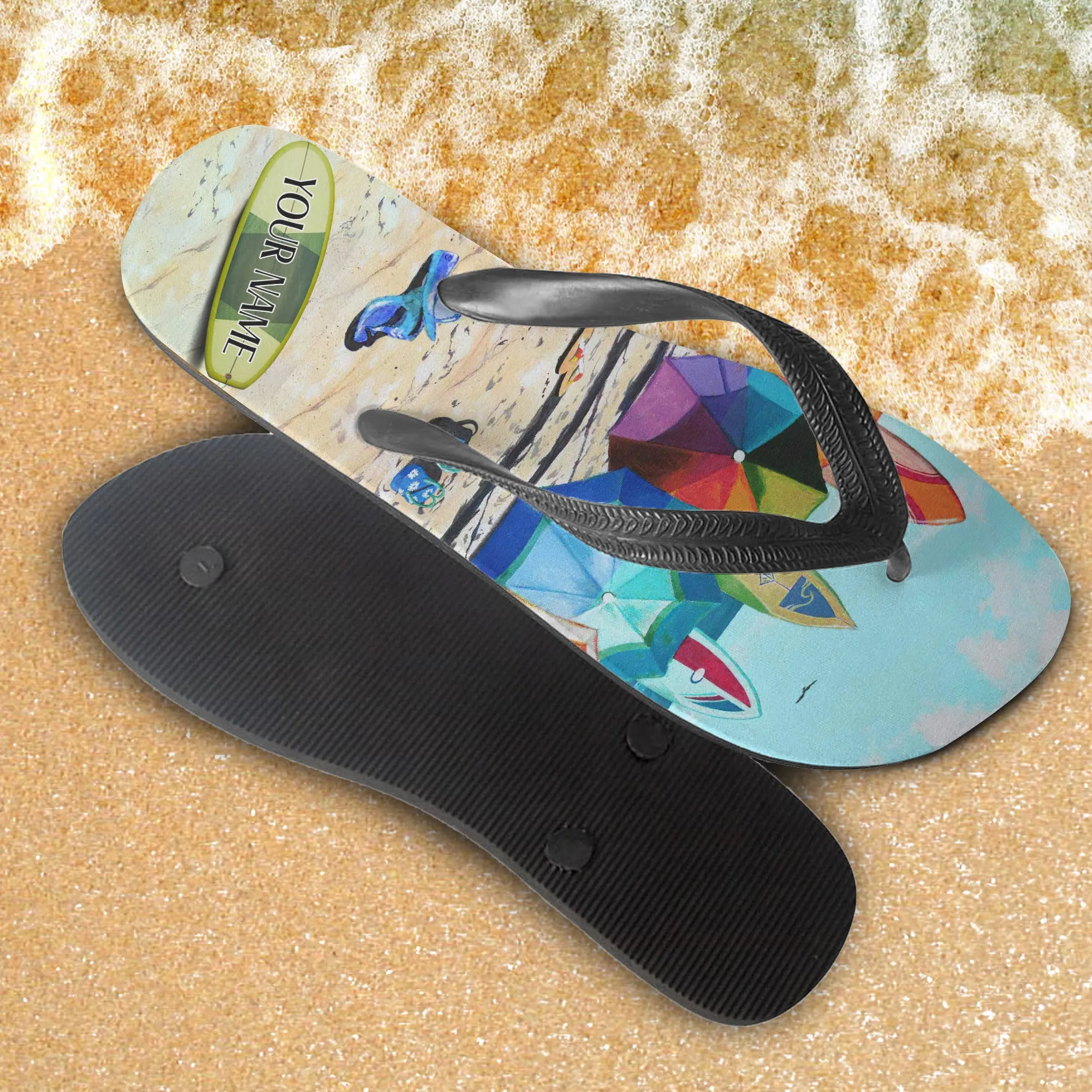 Custom Flip Flops - Beach Surf And Sand - Nsd99