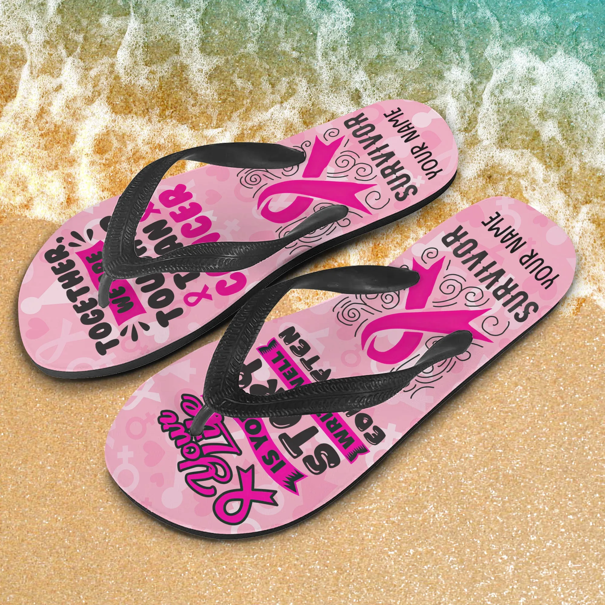 Custom Flip Flops - Breast Cancer Warrior - Fuly 24