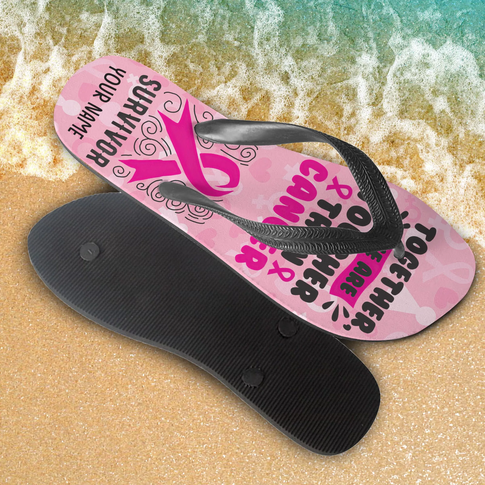 Custom Flip Flops - Breast Cancer Warrior - Fuly 24