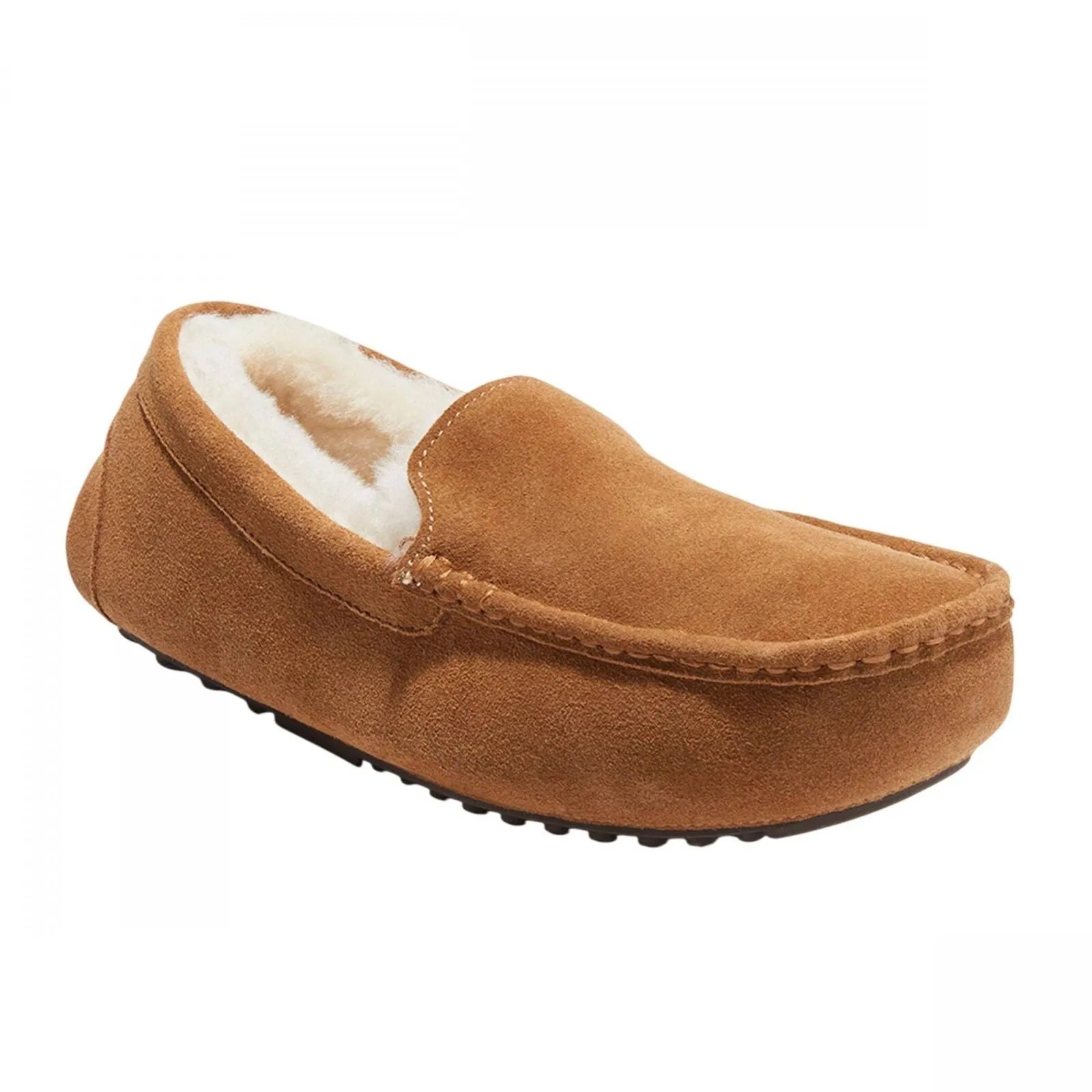 Dluxe By Dearfoams Mens Nelson Shearling Moccasin Slippers 88544841 Chestnut 8