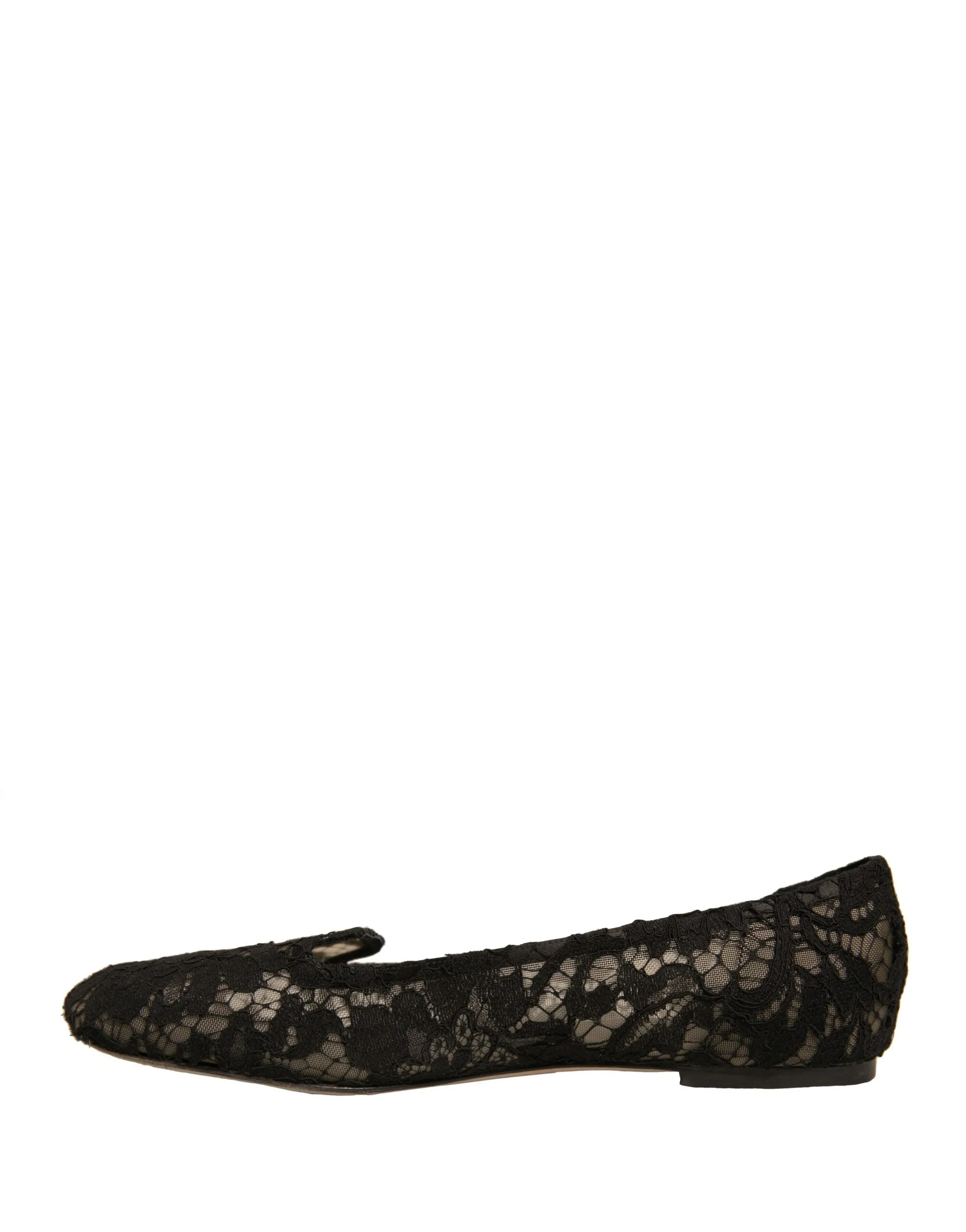 Dolce&Gabbana Women Black Ballet Flats Viscose Floral Lace Moccasins Size EUR 41
