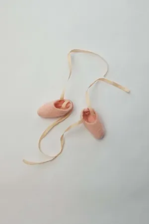 Doll Ballet Slippers | Pink Wool w/ Silk Ribbons