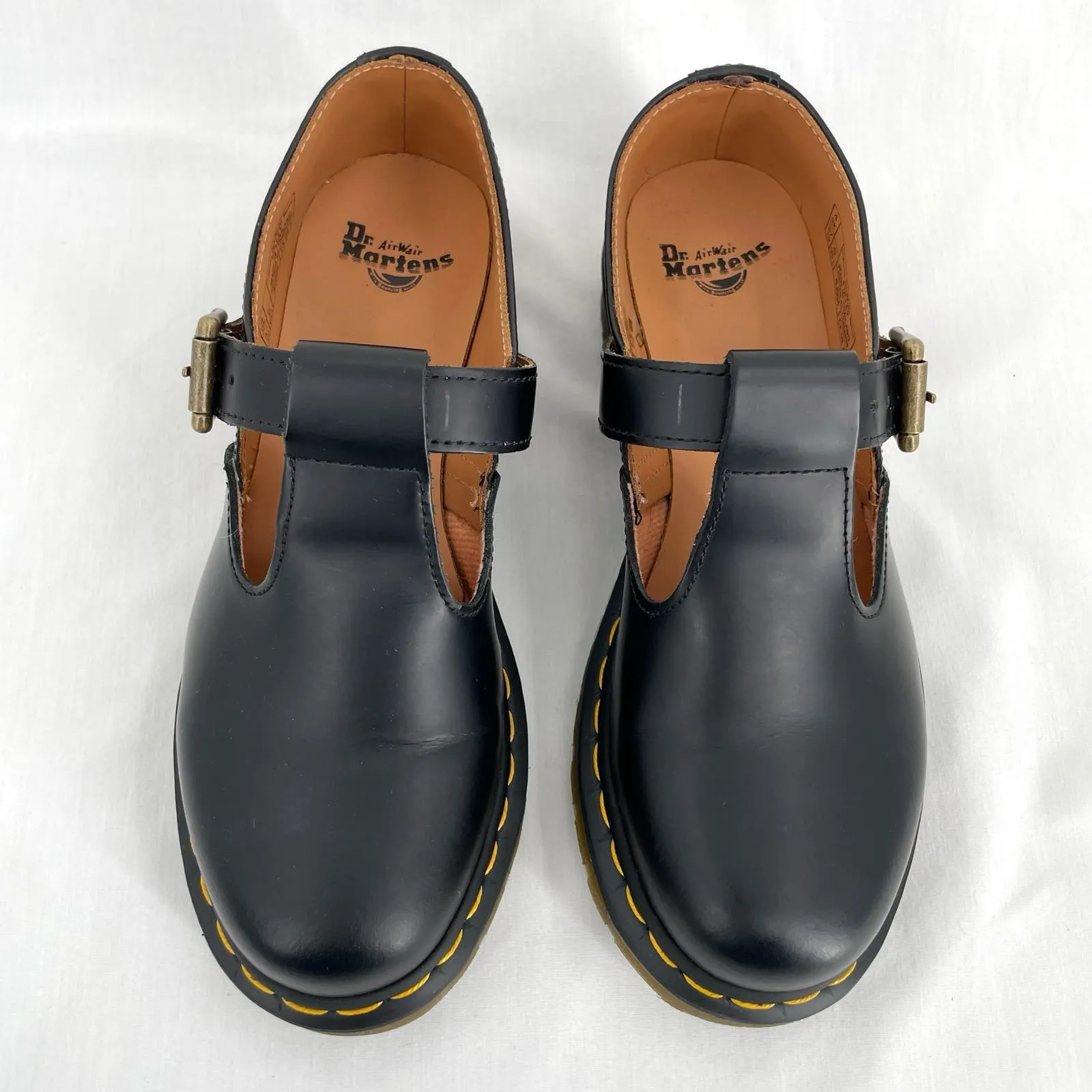 Dr. Martens Polley Mary Jane Black Smooth Leather Classic Academia Style Shoes Size 6