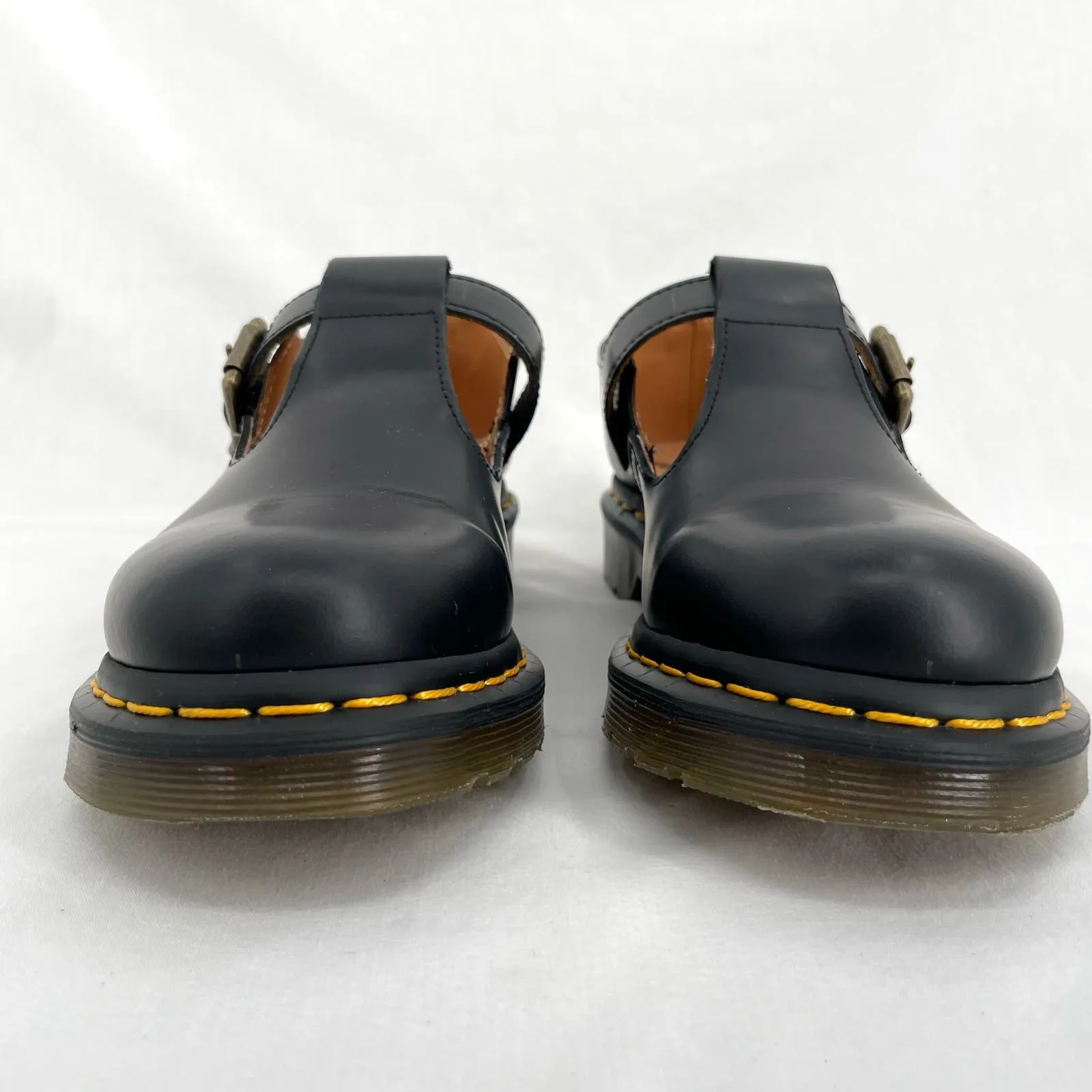 Dr. Martens Polley Mary Jane Black Smooth Leather Classic Academia Style Shoes Size 6