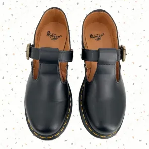 Dr. Martens Polley Mary Jane Black Smooth Leather Classic Academia Style Shoes Size 6