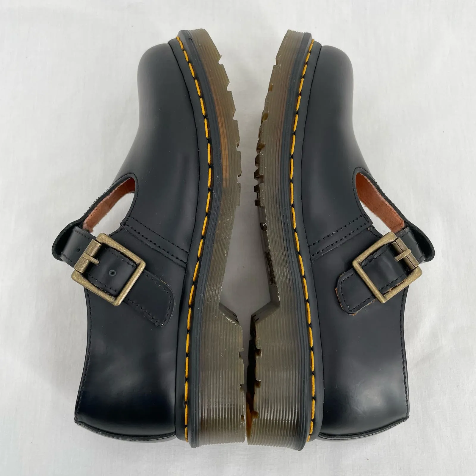 Dr. Martens Polley Mary Jane Black Smooth Leather Classic Academia Style Shoes Size 6
