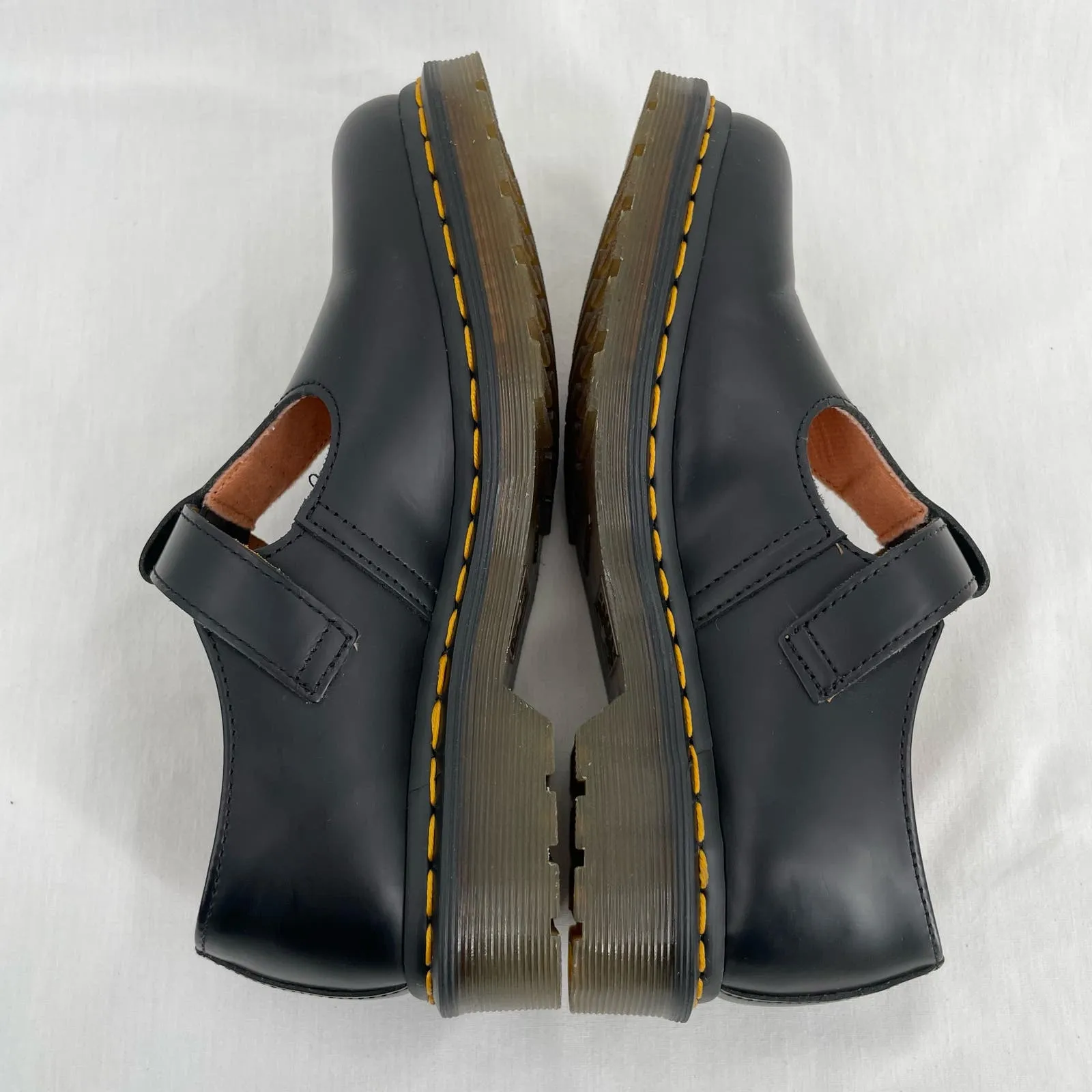 Dr. Martens Polley Mary Jane Black Smooth Leather Classic Academia Style Shoes Size 6