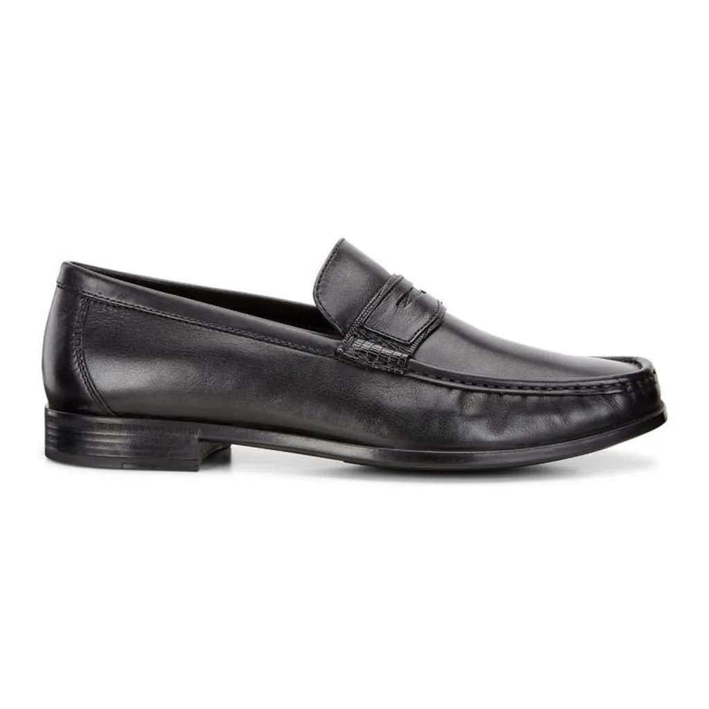 ECCO Men's 661834 Dress Moc Black Leather Slip-On Loafer