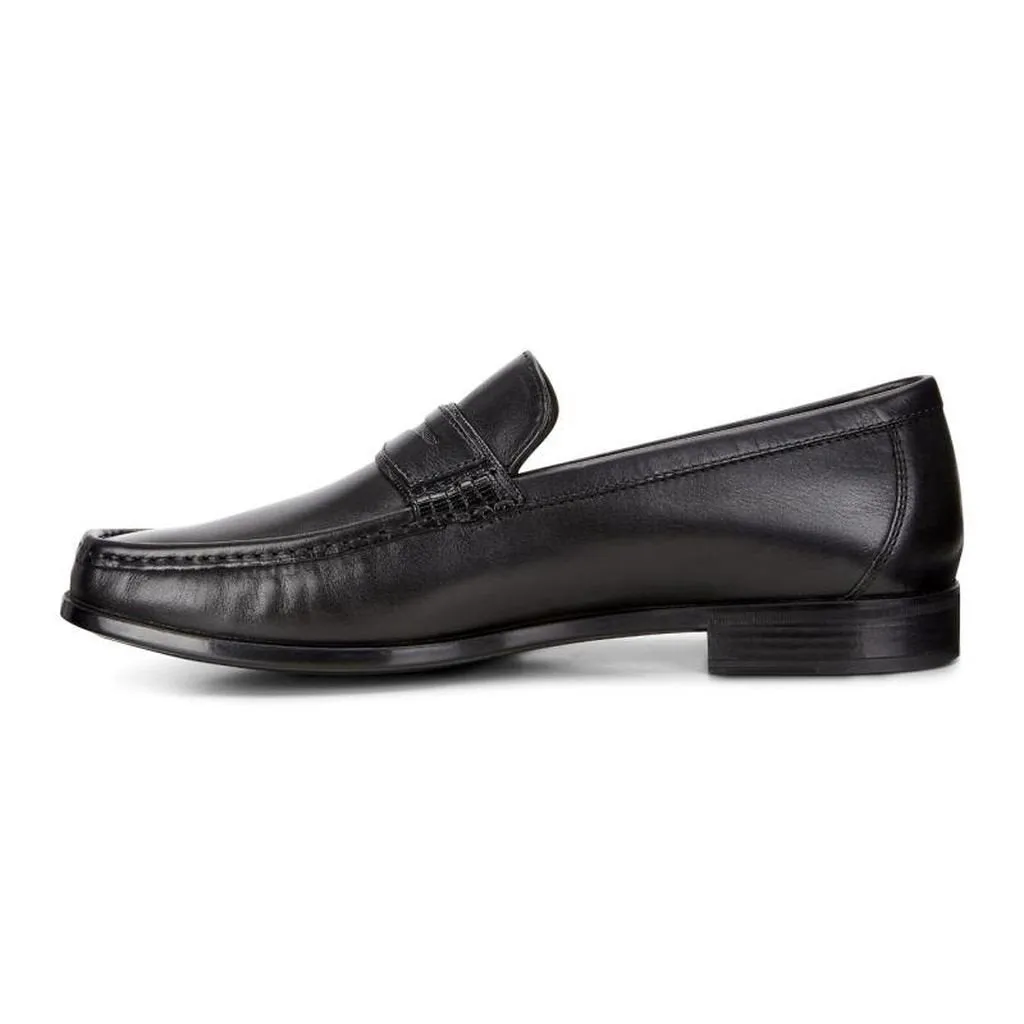 ECCO Men's 661834 Dress Moc Black Leather Slip-On Loafer