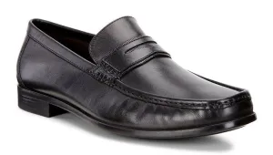 ECCO Men's 661834 Dress Moc Black Leather Slip-On Loafer