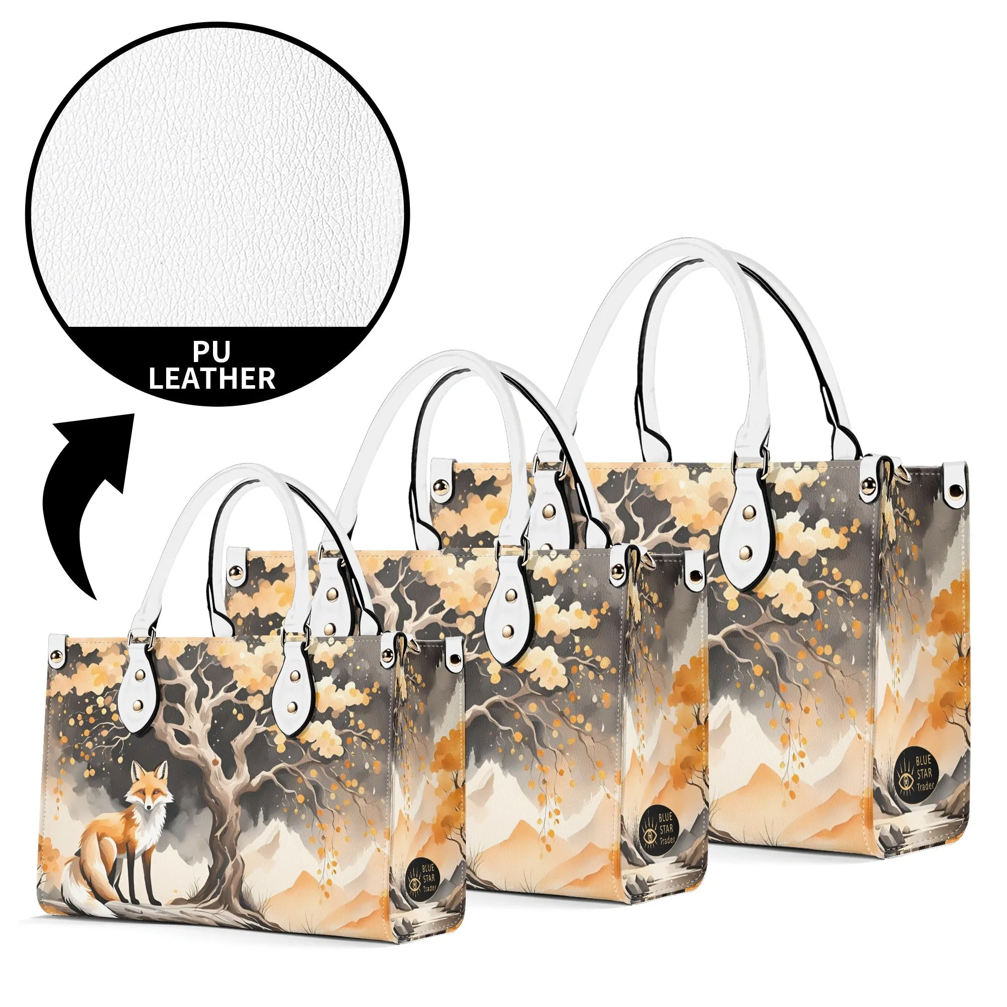 Elegant Orange Fox Luxury Womens Vegan Leather Handbag