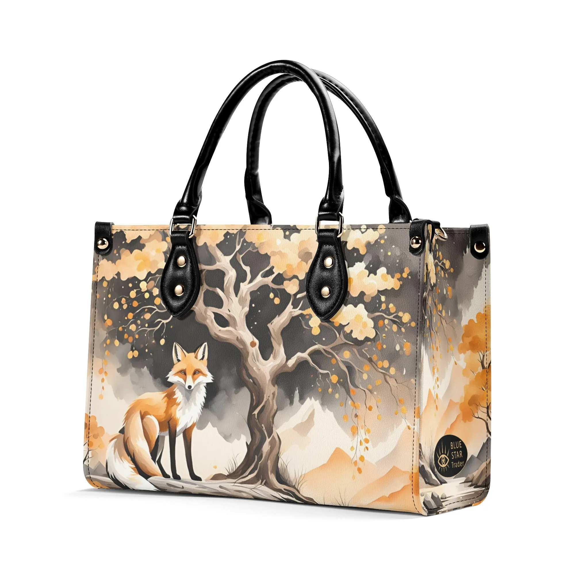 Elegant Orange Fox Luxury Womens Vegan Leather Handbag