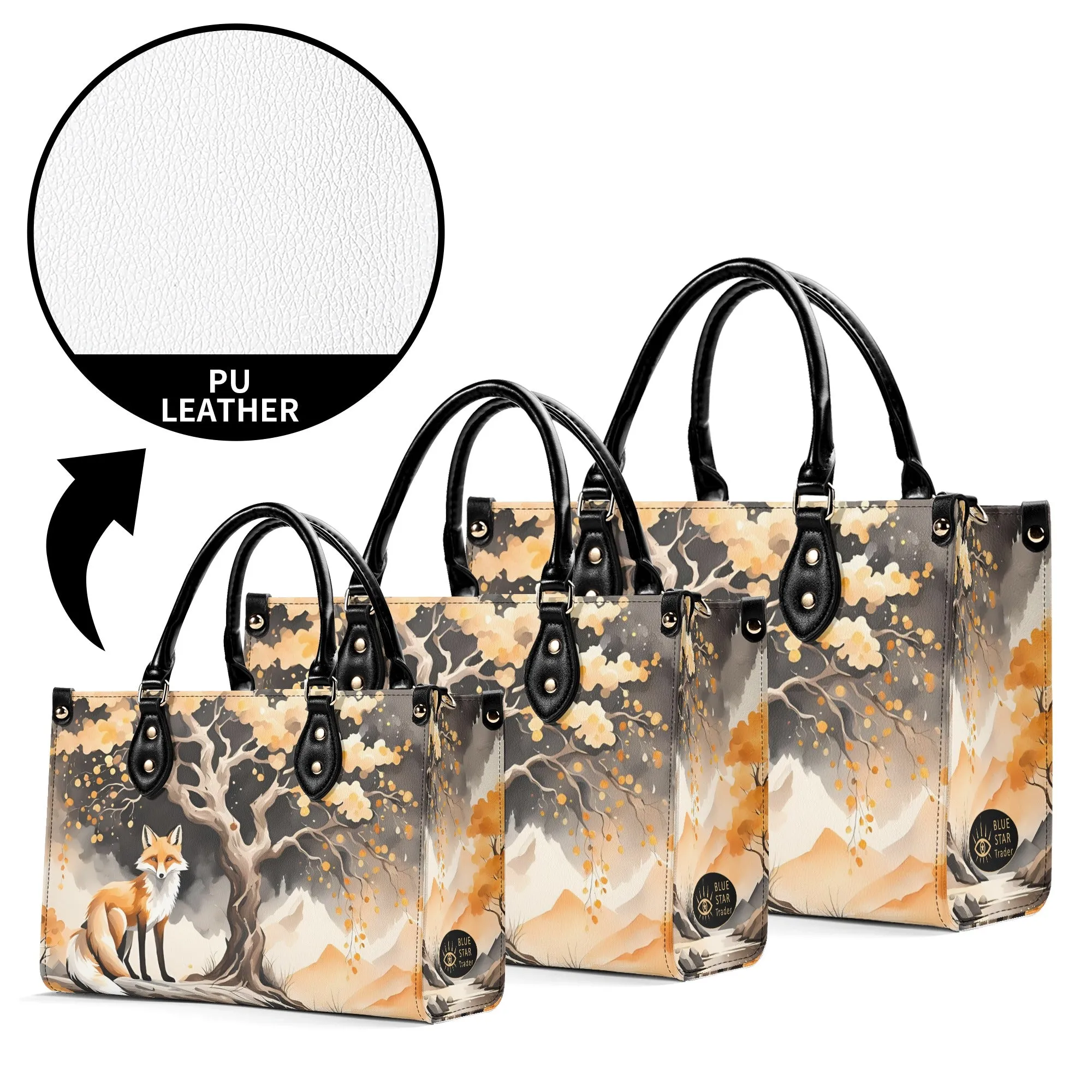 Elegant Orange Fox Luxury Womens Vegan Leather Handbag
