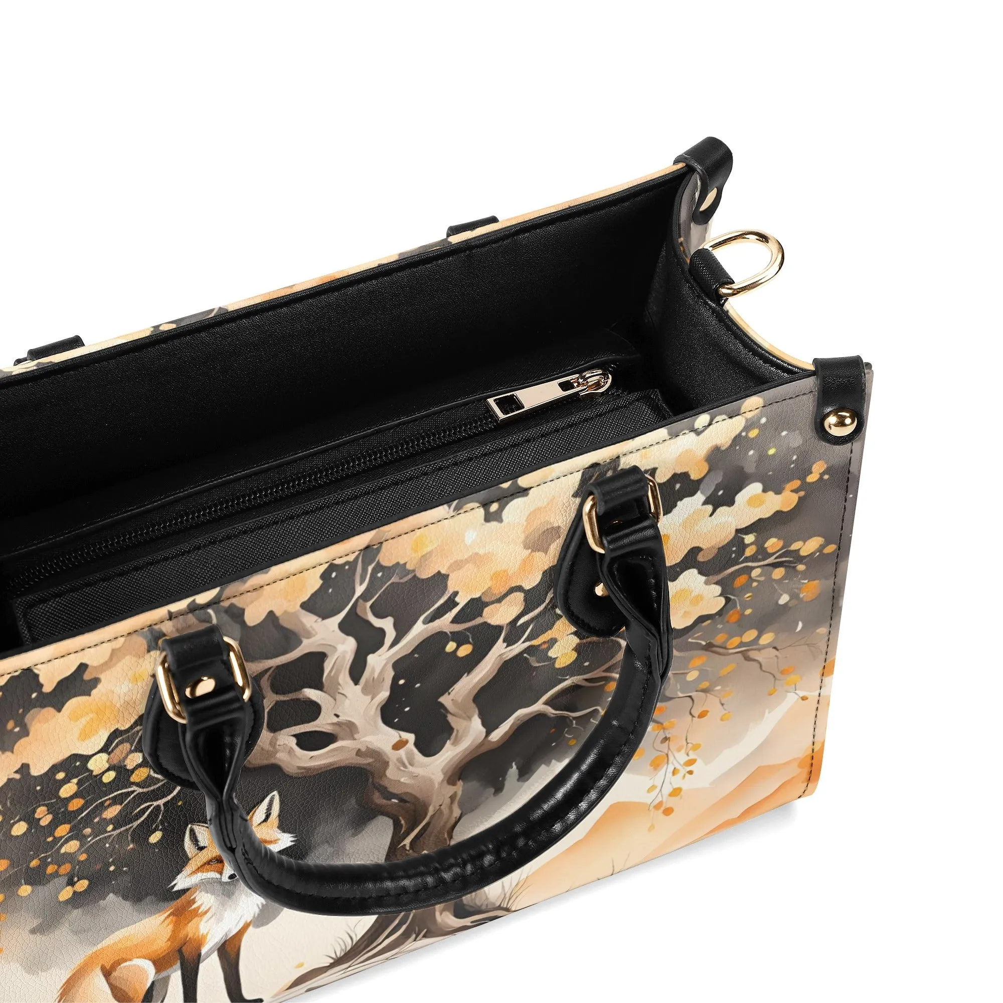Elegant Orange Fox Luxury Womens Vegan Leather Handbag