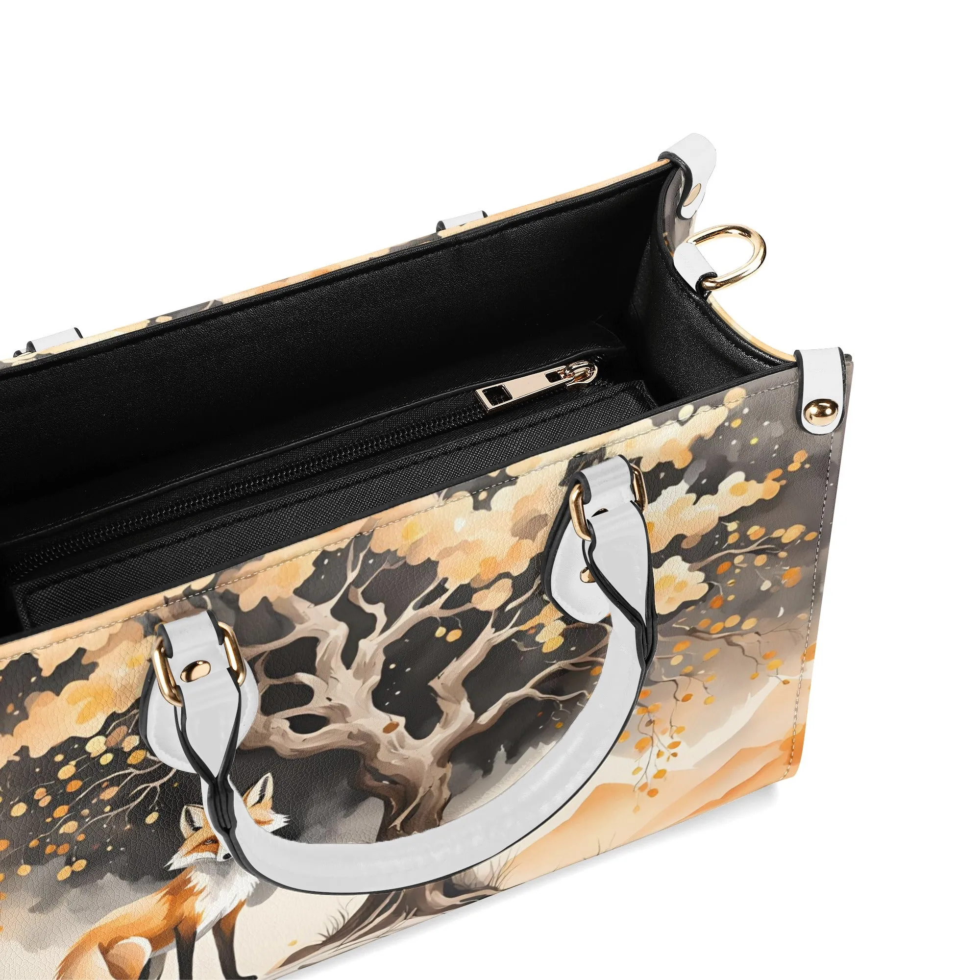 Elegant Orange Fox Luxury Womens Vegan Leather Handbag