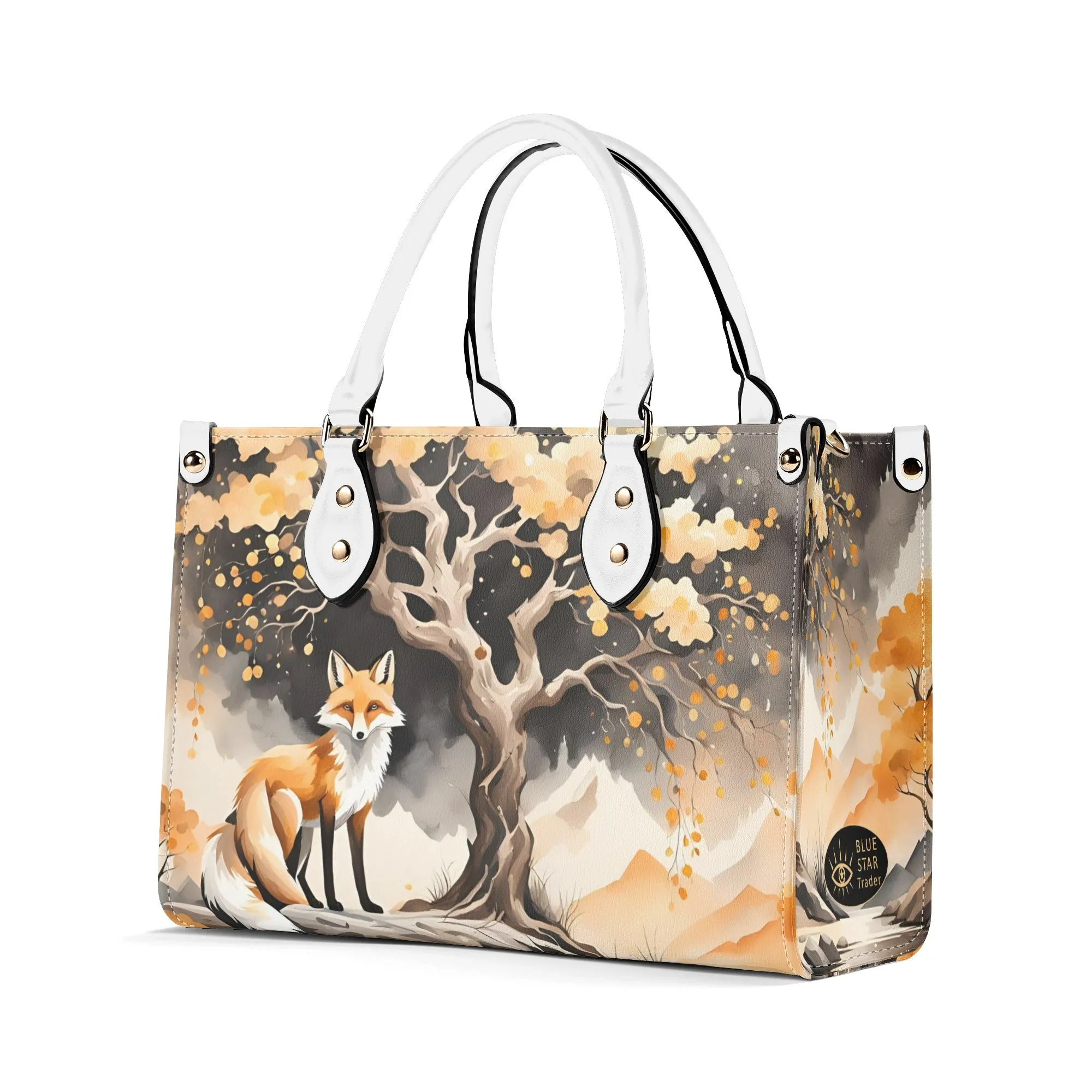 Elegant Orange Fox Luxury Womens Vegan Leather Handbag