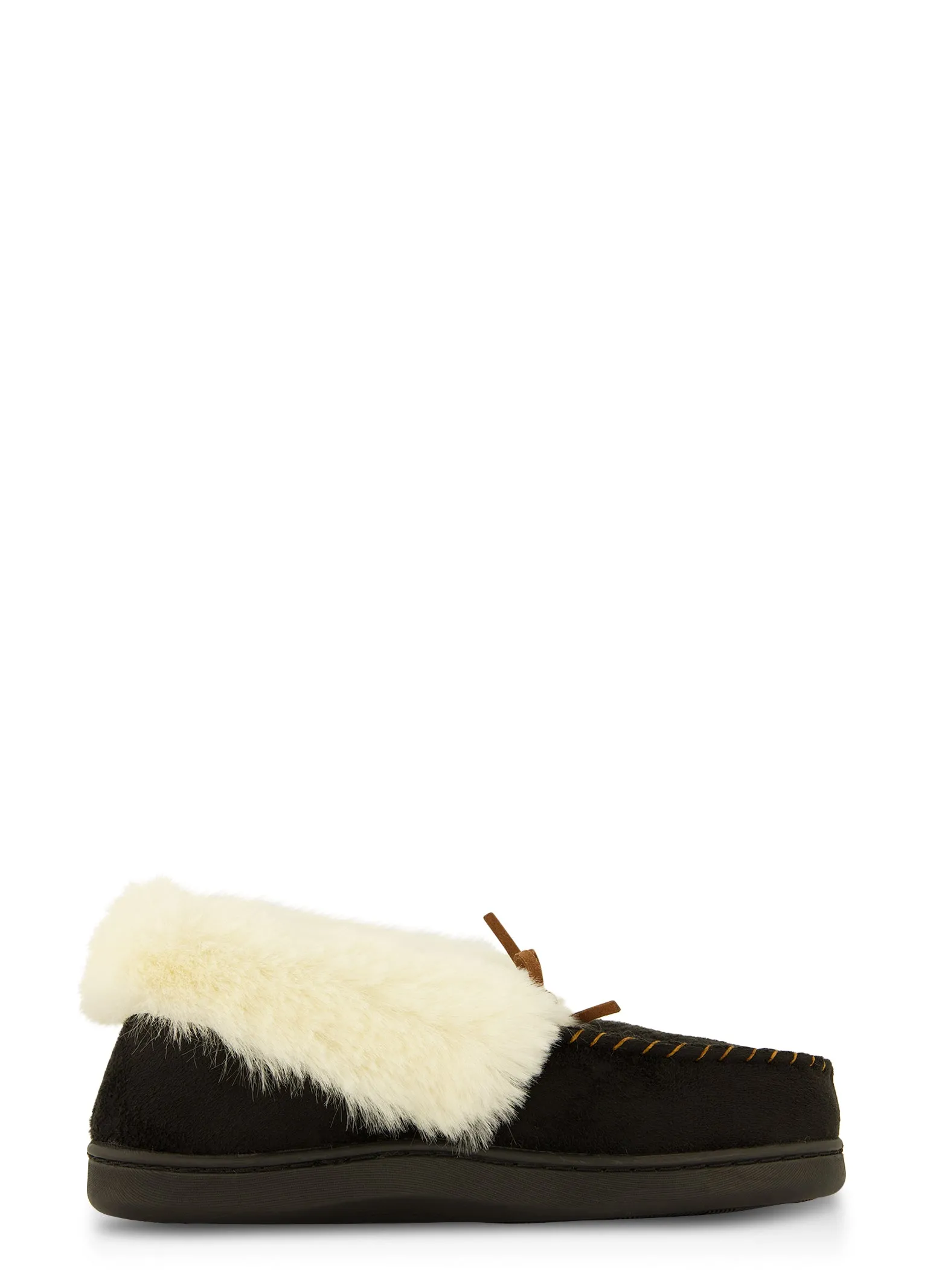 Faux Fur Lined Moccasin Slippers