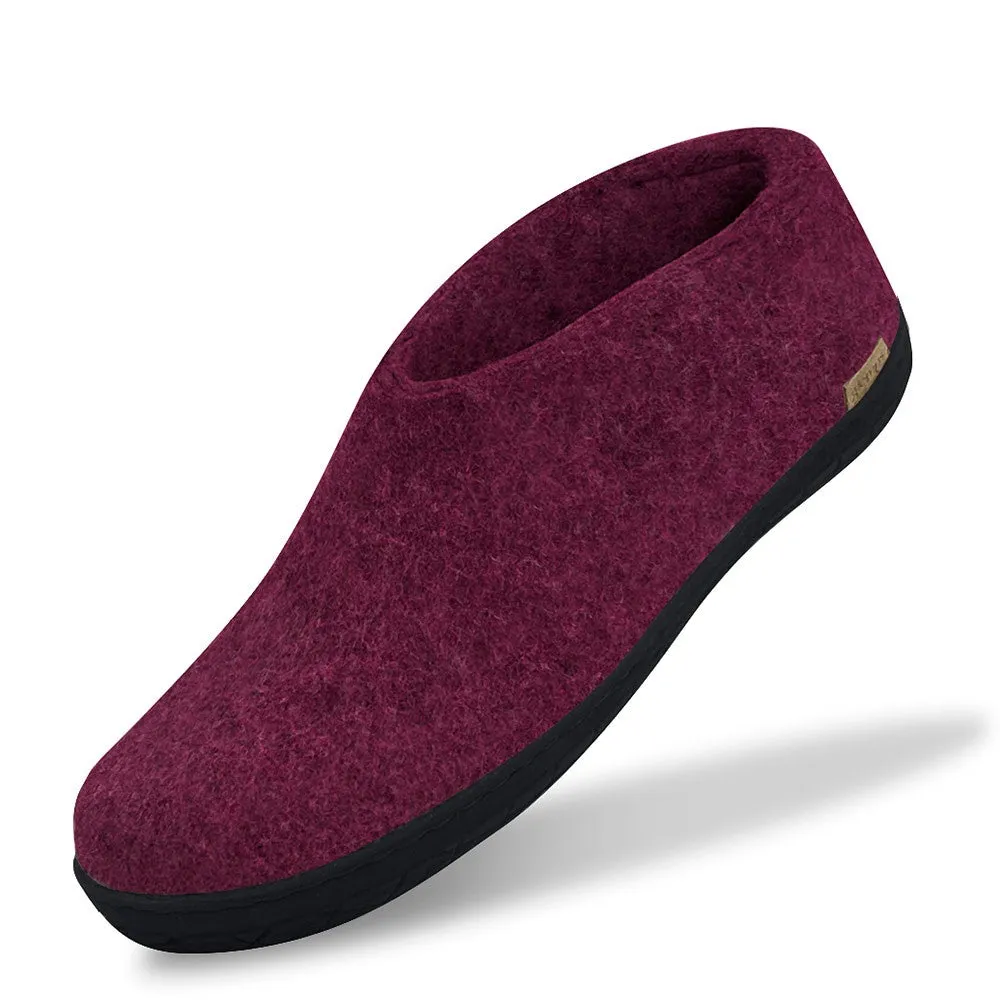 Felt Black Rubber Sole Shoe - Cranberry