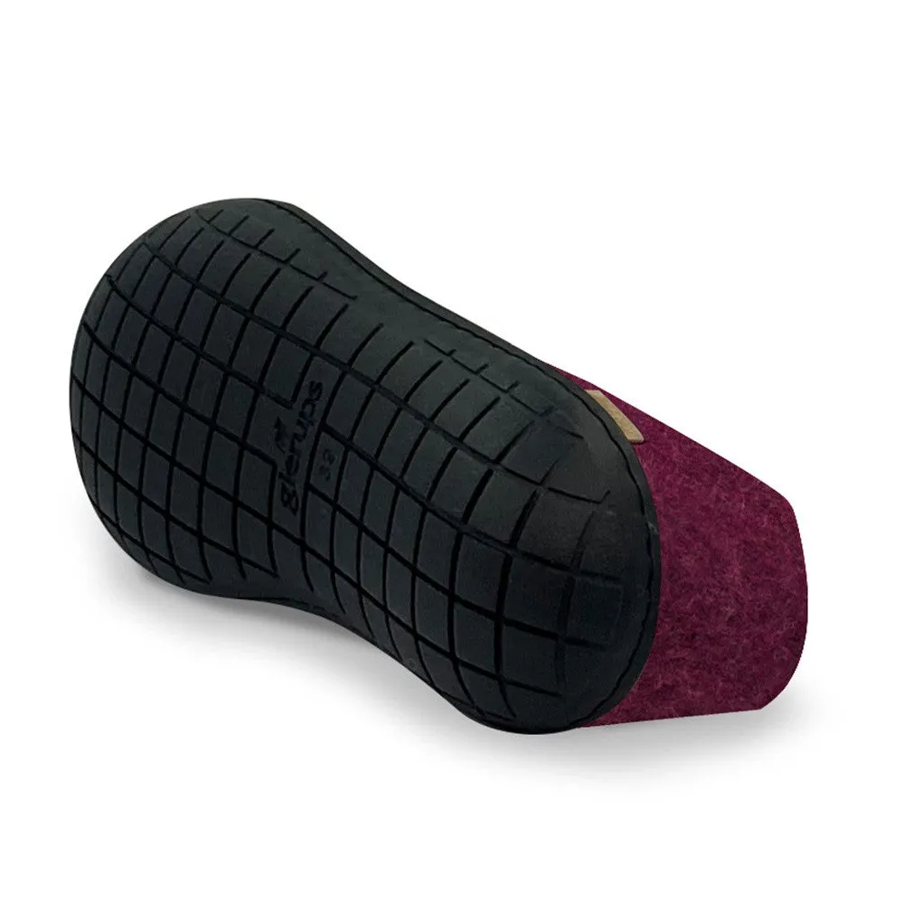 Felt Black Rubber Sole Shoe - Cranberry