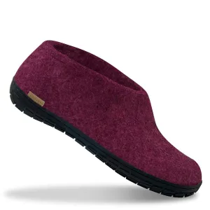 Felt Black Rubber Sole Shoe - Cranberry