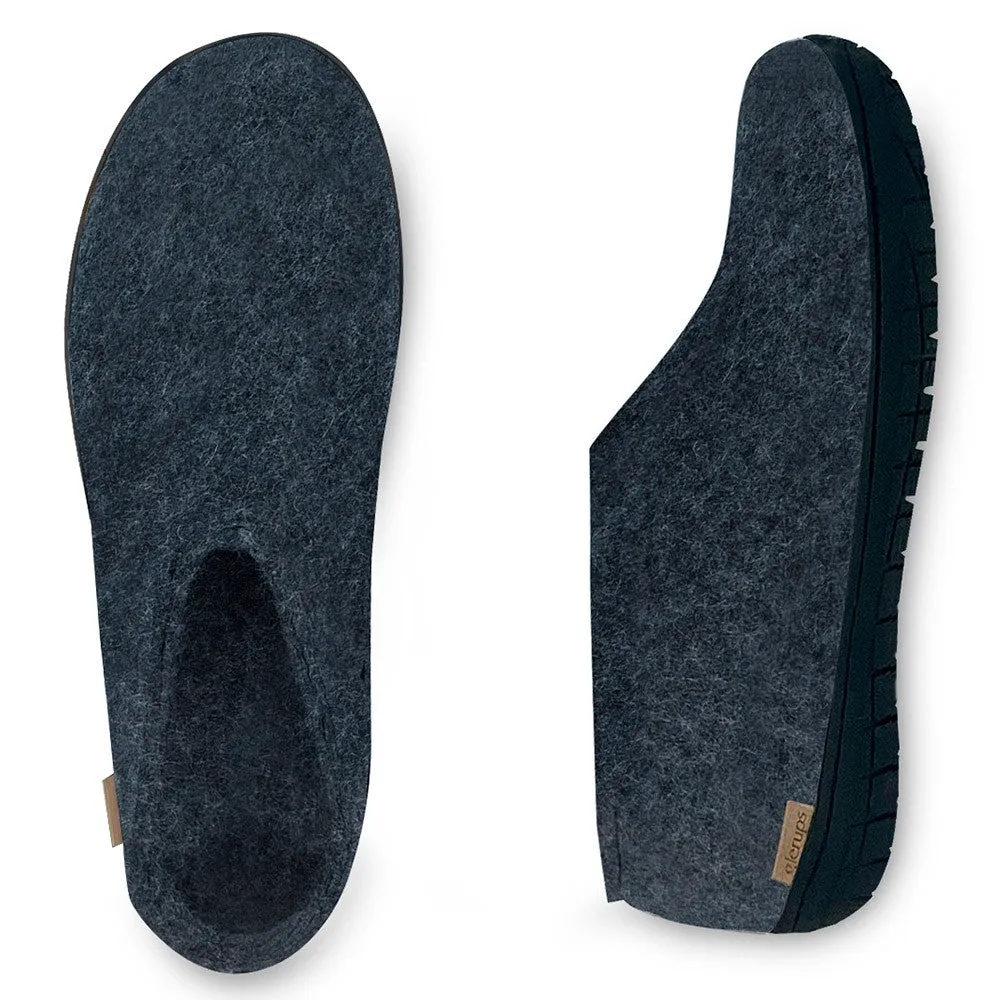 Felt Black Rubber Sole Shoe - Denim